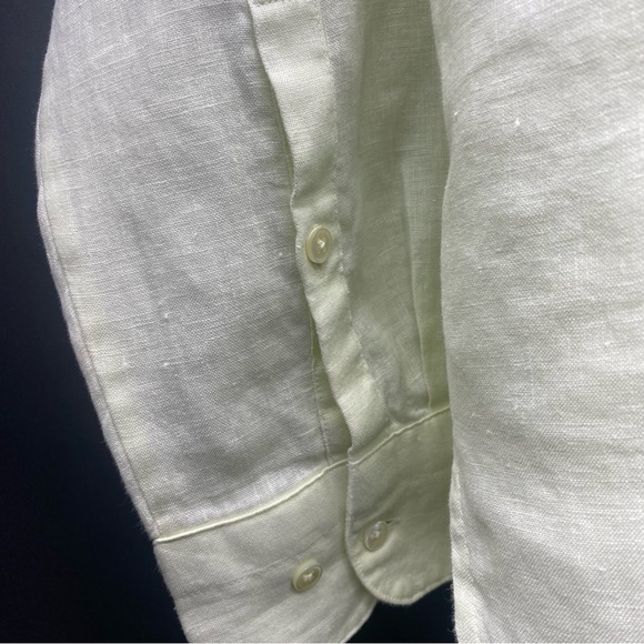 Banana Republic Butter Yellow Linen Button Up Shirt W Lg Tall BEACH CASUAL - Picture 5 of 11
